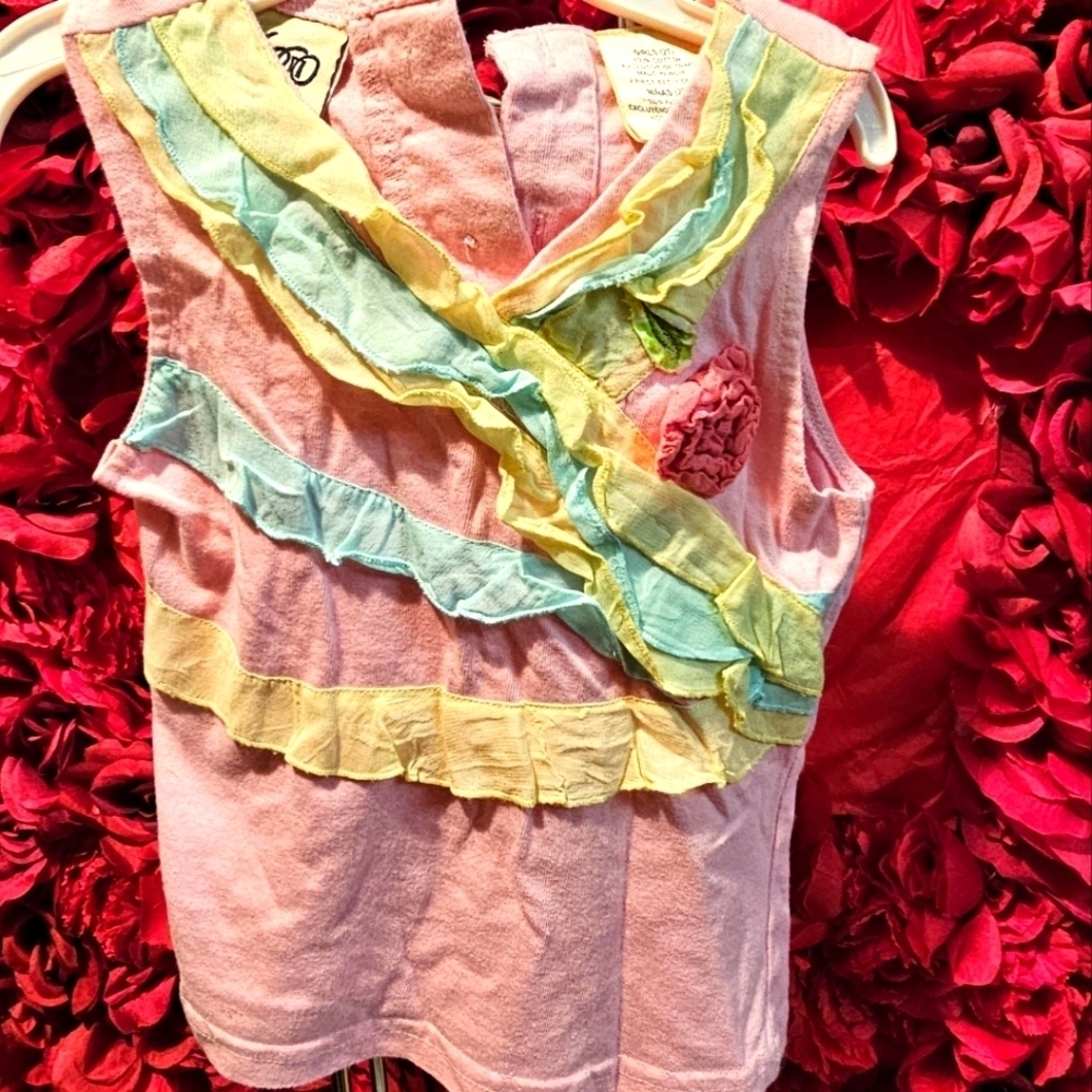 Toddler 2T Light pink Tank top with colored ruffles